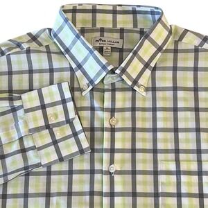 Peter Millar Summer Comfort Performance Long Sleeve Shirt Mens XL Yellow Gray